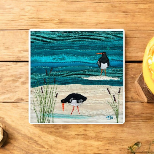 Oyster Catchers Ceramic Coaster