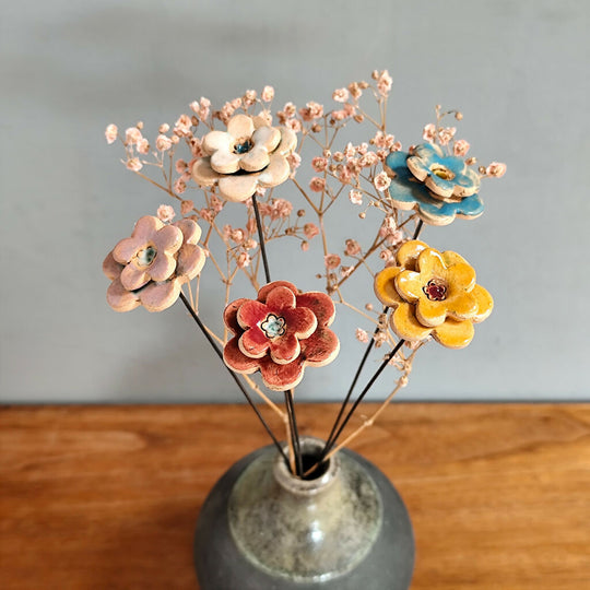 Daisy Ceramic Flower Stems - Handmade Bouquet
