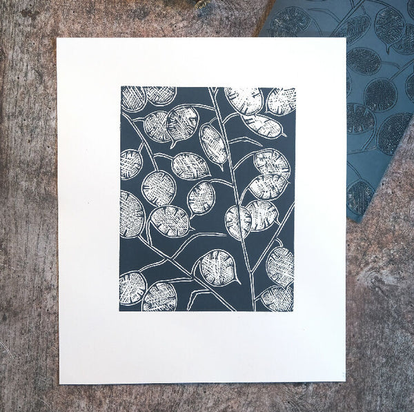 Honesty Seedheads, Limited Edition Lino Print