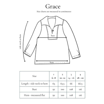 Withnell_ GRACE SAILOR BLOUSE  garment measurements chart