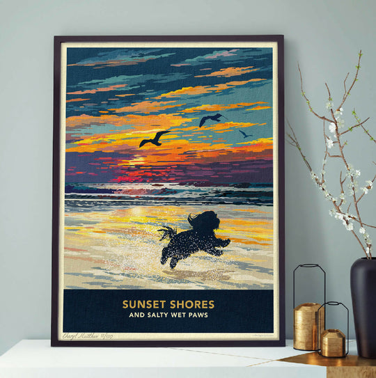SHIH TZU 'SUNSET ON THE BEACH' LIMITED EDITION ART PRINT