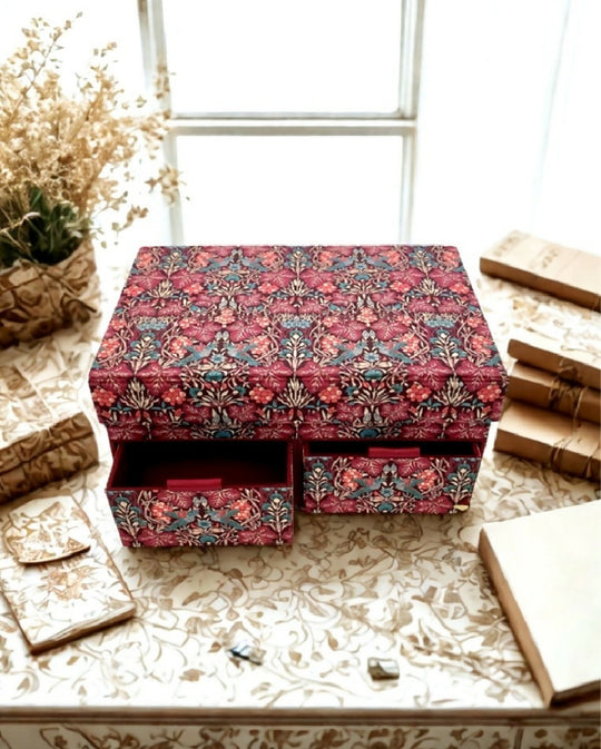 Handmade Liberty Vine Thief Box | Luxury Fabric Organiser with Magnetic Closure