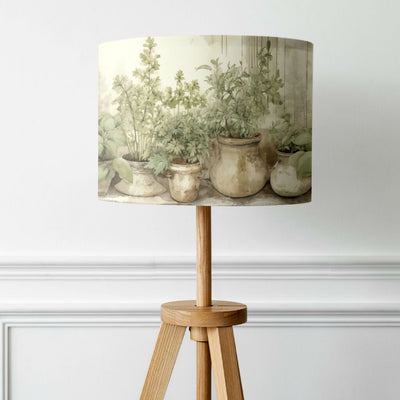 garderners lampshade houseplants patio pots illustration