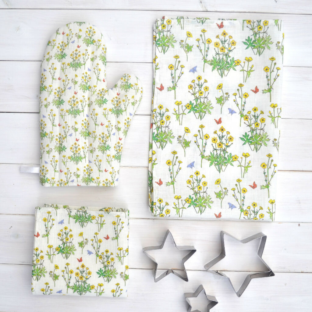 Buttercups Linen Tea Towel