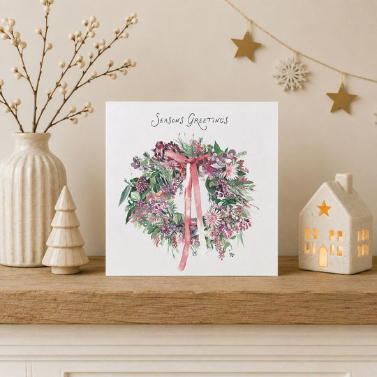 Berry & Blush Christmas Wreath Card