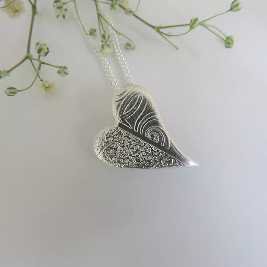 Textured Free form Heart Necklace