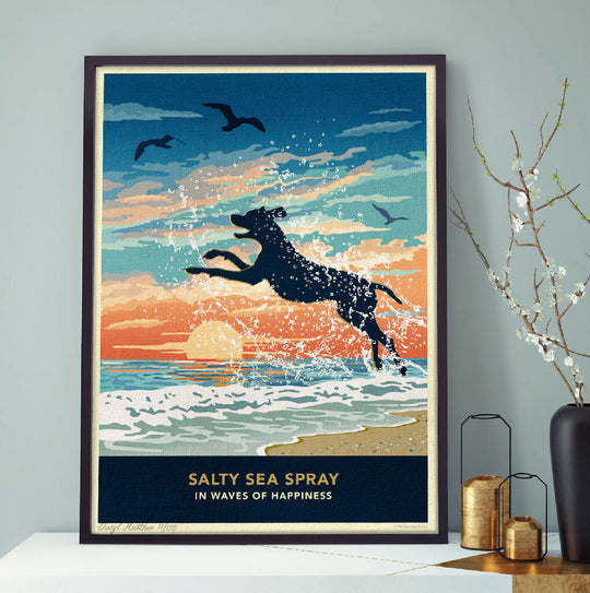 POINTER, VISZLA OR WEIMARANER 'WAVES OF HAPPINESS’ LIMITED EDITION ART PRINT