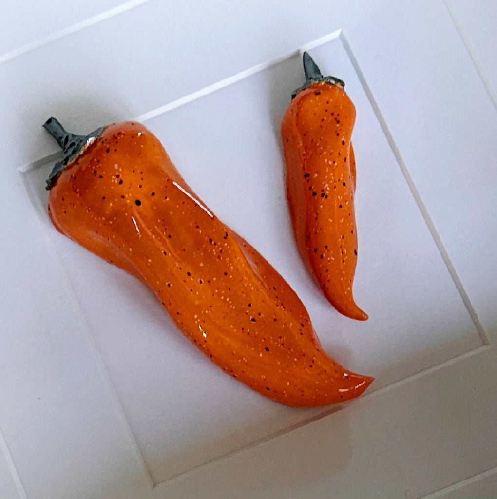 Ceramic Kitchen Wall Art: Orange Peppers