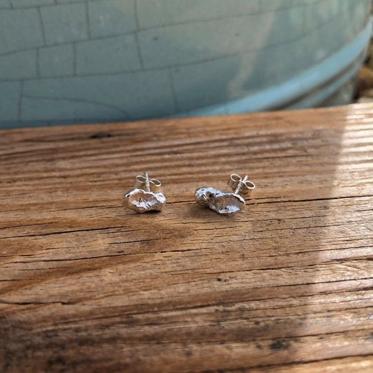 Sterling Silver Organic Water Cast Stud Earrings