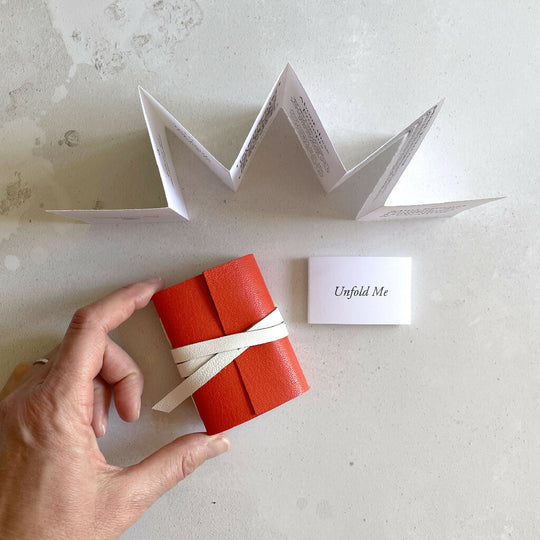 Mini Leather Notebook in Red and White