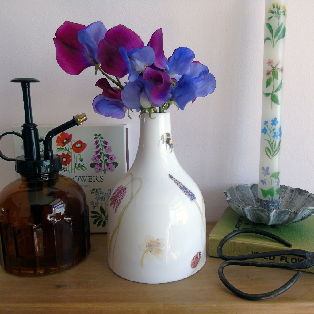 Spring Flower and Bee Fine Bone China Bud Vase