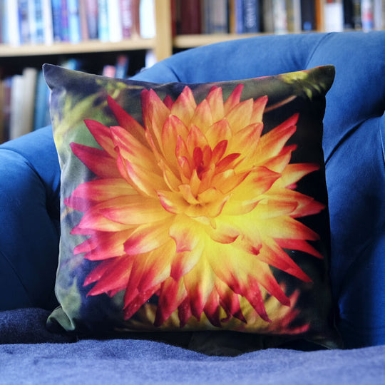 Orange Dahlia Cushion