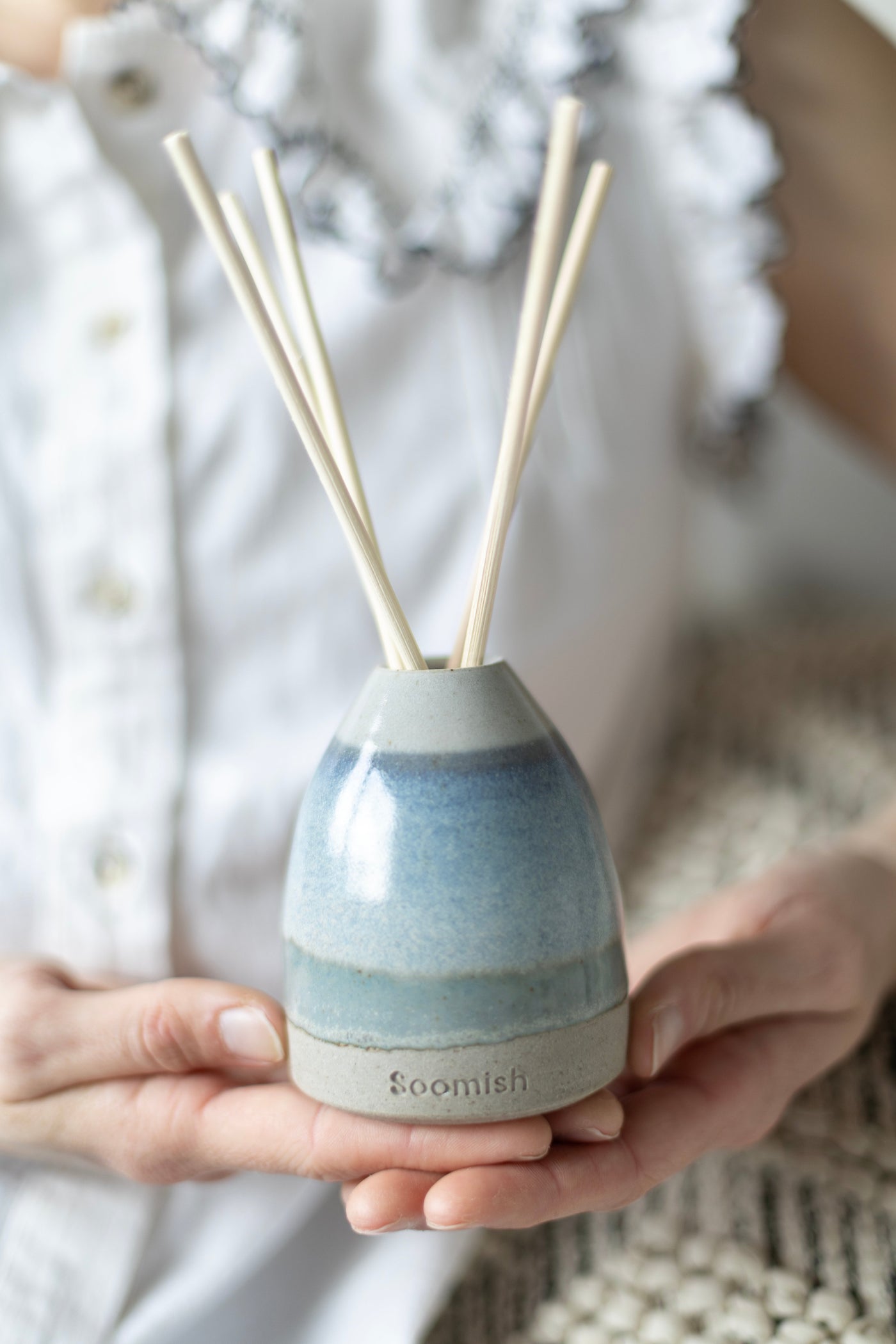 Hand thrown Ceramic Reed Diffuser - Blue Sky – Country Living Marketplace