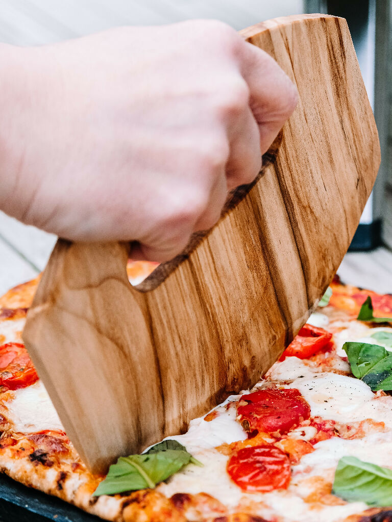 Wooden Pizza Cutter in Sycamore