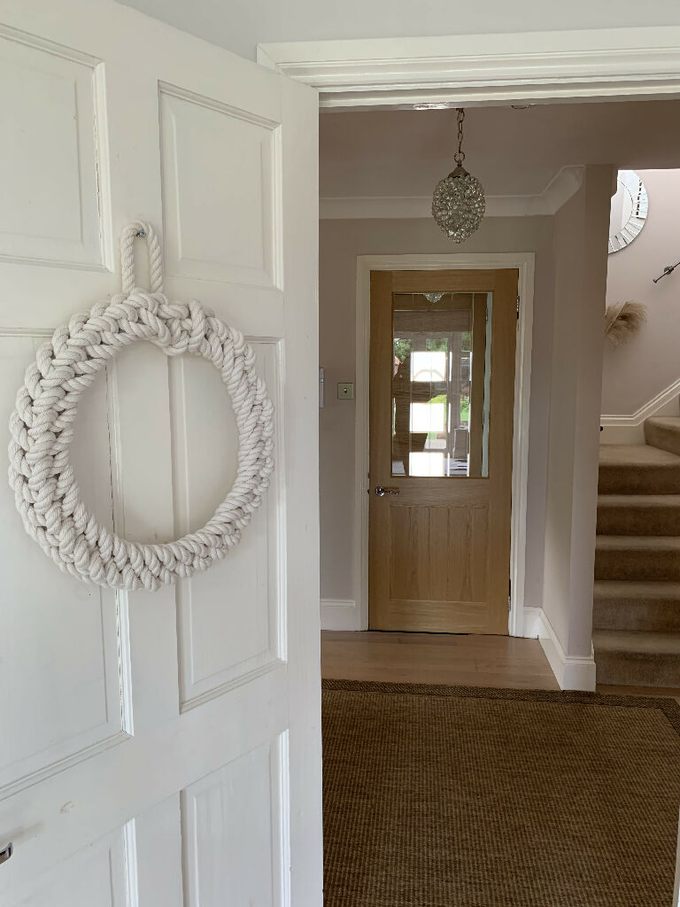 30cm White Cotton Christmas Wreath