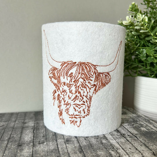 Embroidered Highland Cow Lantern