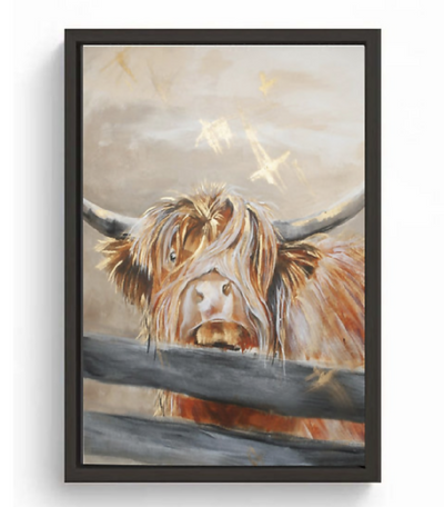 Limited Edition Hand Embellished Canvas Print of Gordon the Highland Cow