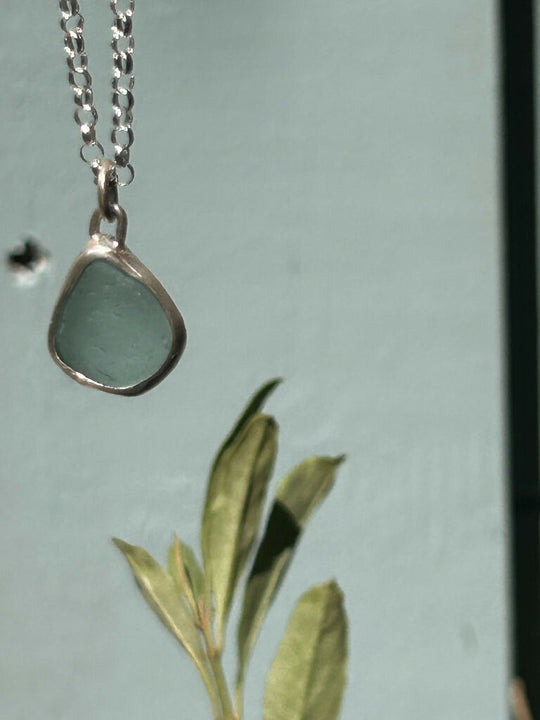 Blue seaglass necklace