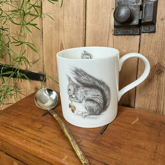 Fine Bone China Festive Red Squirrel Christmas Mug