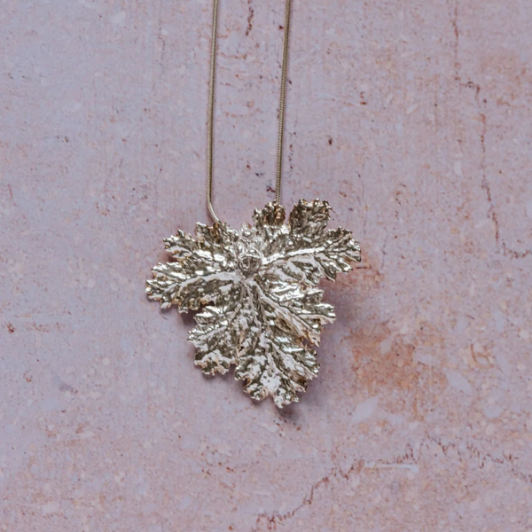 Silver Geranium Leaf Necklace