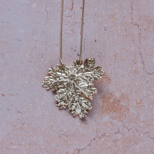 Silver Geranium Leaf Necklace