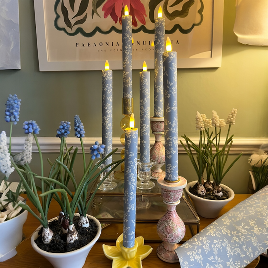 LED FABRIC COVERED CANDLES IN GORGEOUS DITZY AND ANIMAL PRINT - SET OF TWO