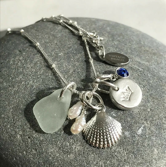 A unique coast meets city sterling silver cluster necklace