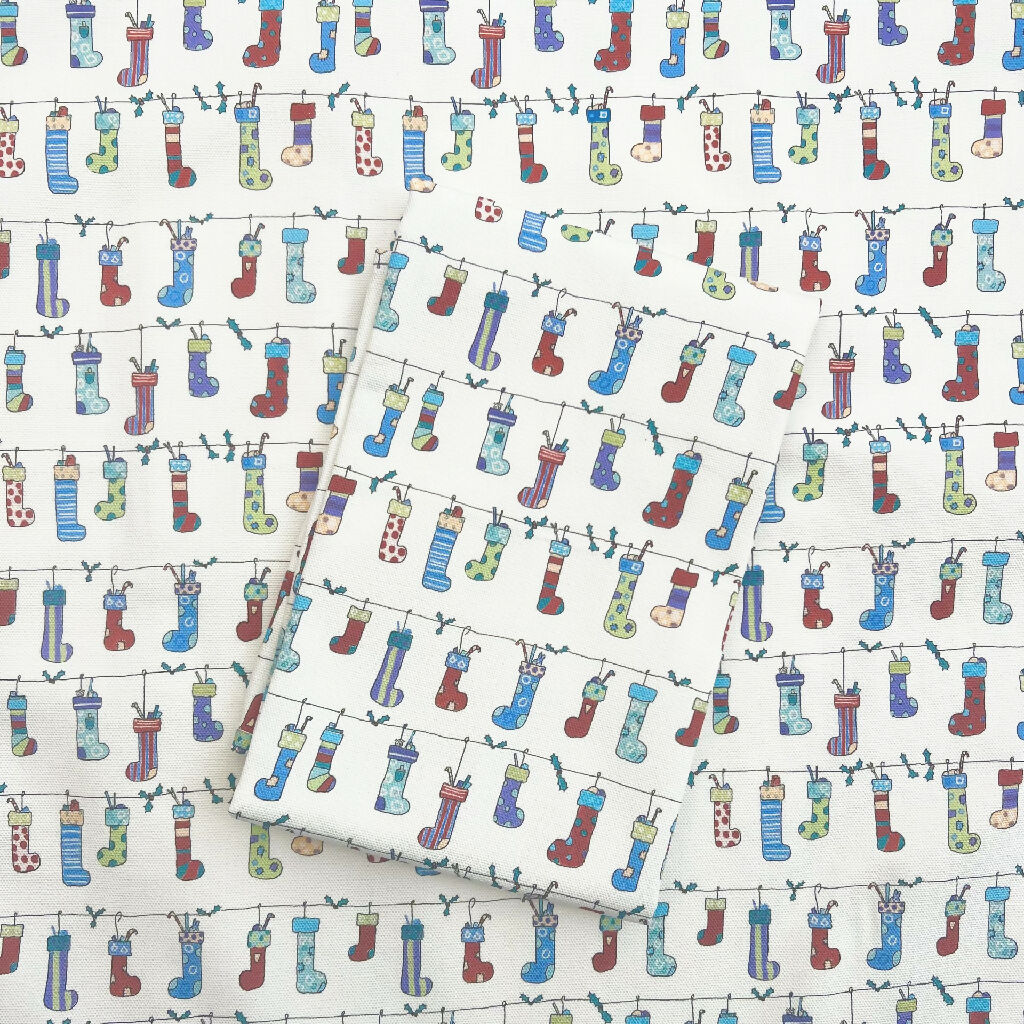 'Stockings' Christmas Organic Cotton Tea Towel