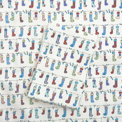 'Stockings' Christmas Organic Cotton Tea Towel