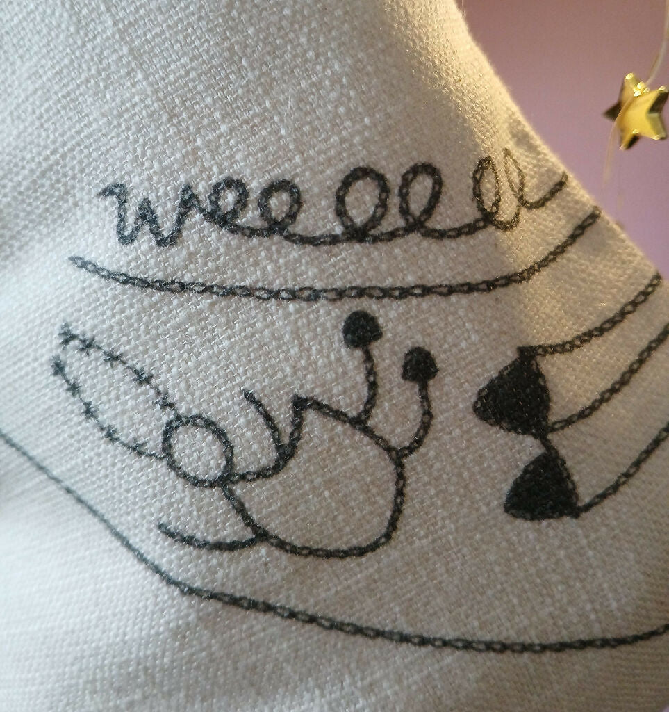 Small Linen Stocking (L) with Hand-Stitched Detail, Print Detail