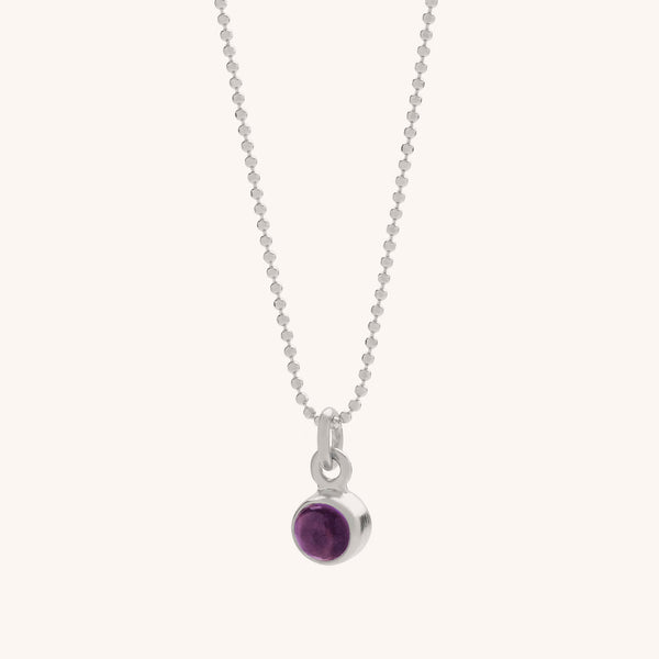 Amethyst Gem Dot Birthstone Necklace February