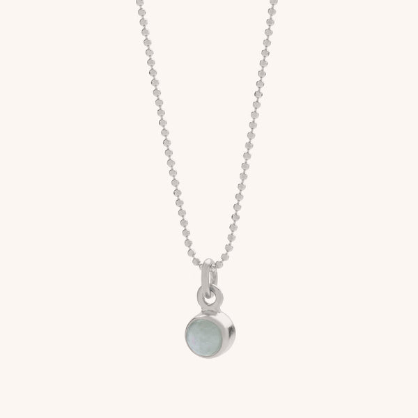 Aquamarine Gem Dot Birthstone Necklace March