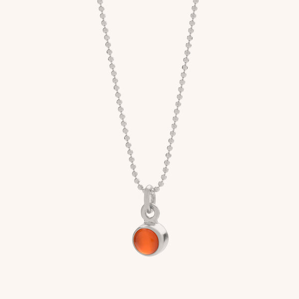 Carnelian Gem Dot Birthstone Necklace July