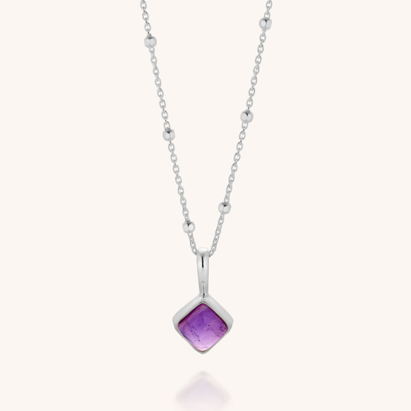 Amethyst Diamond Birthstone Necklace February