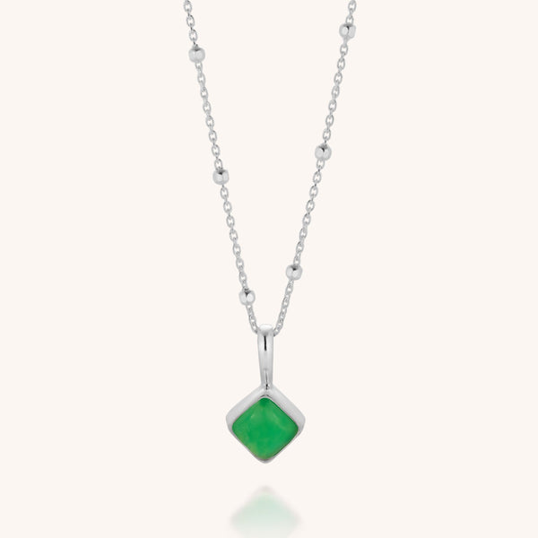 Chrysoprase Diamond Birthstone Necklace May