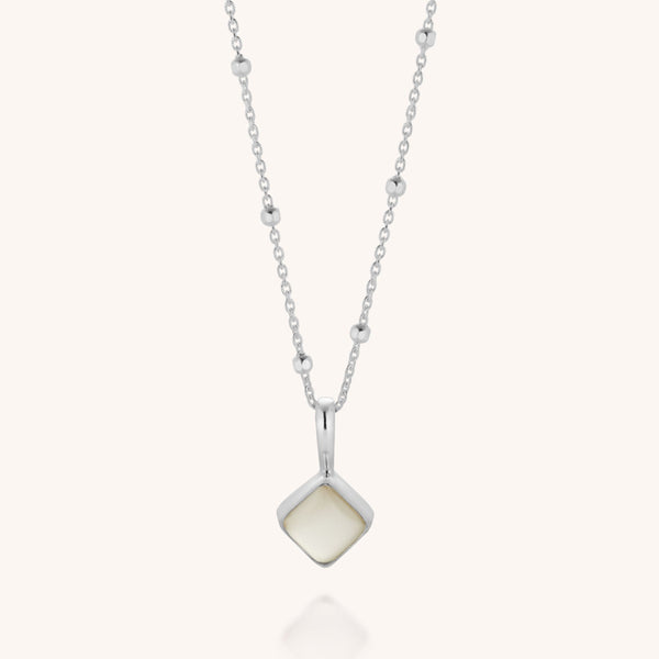 Moonstone Diamond Birthstone Necklace June