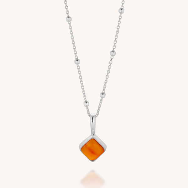 Carnelian Diamond Birthstone Necklace July