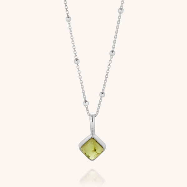 Peridot Diamond Birthstone Necklace August