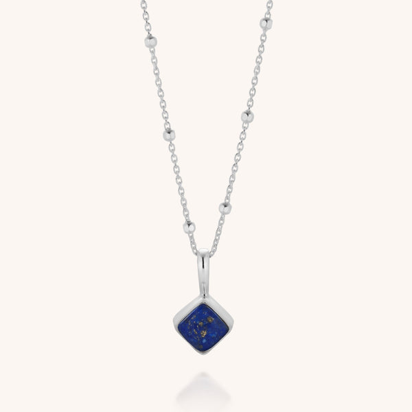 Lapis Diamond Birthstone Necklace September