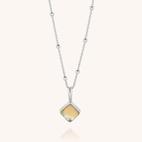 Citrine Diamond Birthstone Necklace November