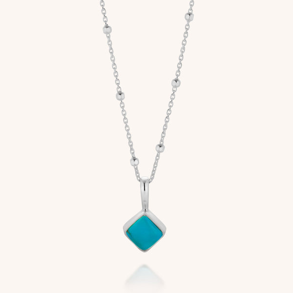 Turquoise Diamond Birthstone Necklace December