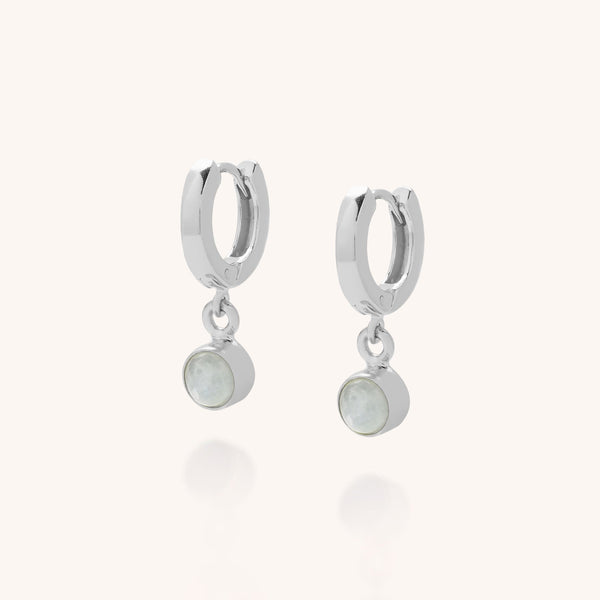 Aquamarine March Gem Hoop Birthstone Earrings - March