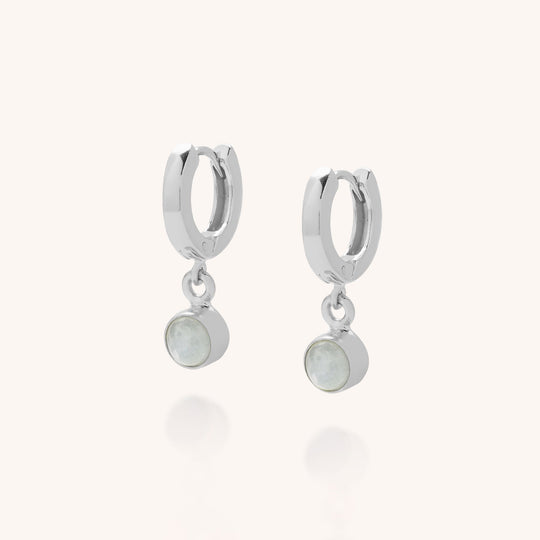 Aquamarine March Gem Hoop Birthstone Earrings - March