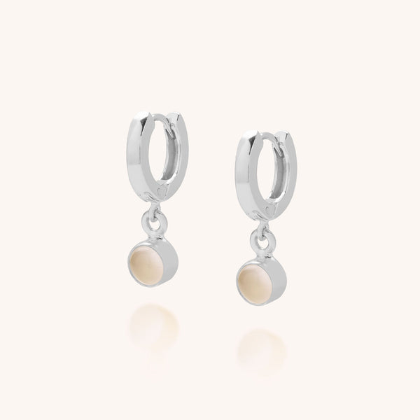 Moonstone Gem Hoop Birthstone Earrings - June