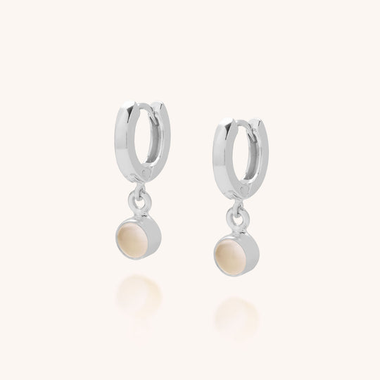 Moonstone Gem Hoop Birthstone Earrings - June