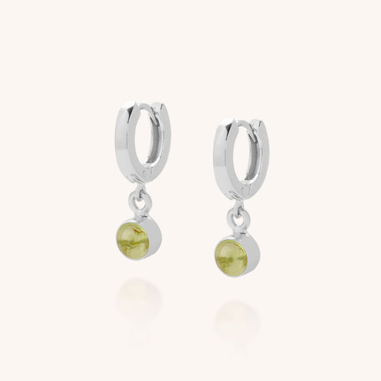 Peridot Gem Hoop Birthstone Earrings - August