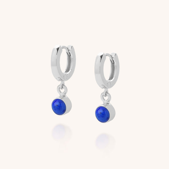 Lapis Gem Hoop  Birthstone Earrings - September