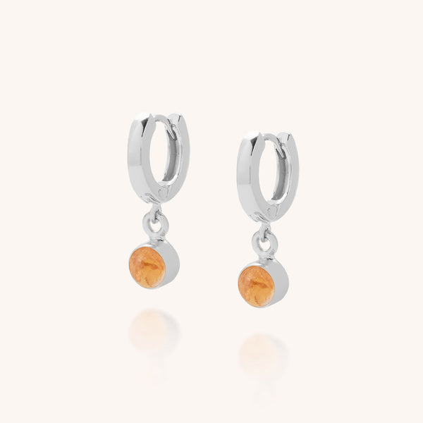 Citrine Gem Hoop Birthstone Earrings - November