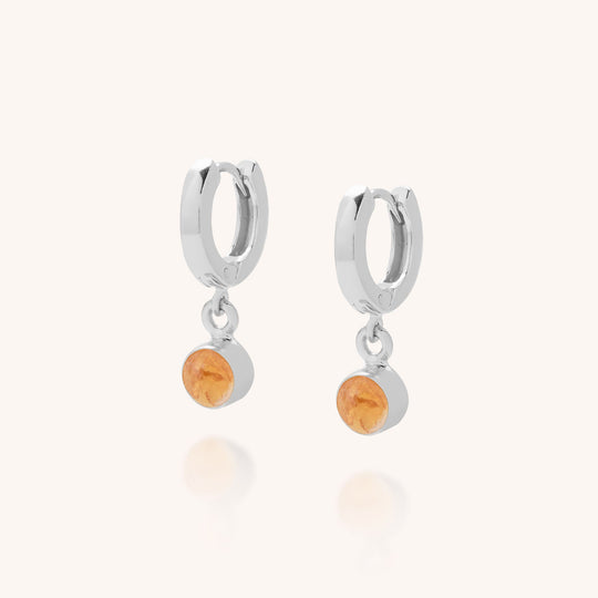 Citrine Gem Hoop Birthstone Earrings - November