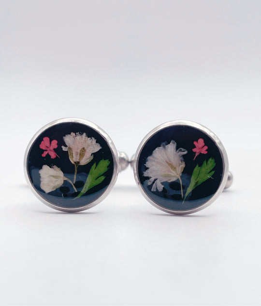 Cufflinks with gypsophila flowers in 12mm
